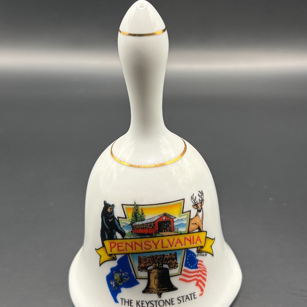 Pennsylvania They Keystone State Ceramic Bell by Lipco Japan